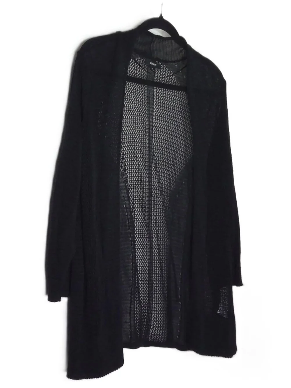 Alfani Black Cardigan Open Front Mixed Media Lacey Dark Fairy Whimsigoth Sz XXL